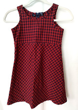 Gap A-Line Dress Jumper Scoop Neck Slvless Red & Black Plaid Size S #15765