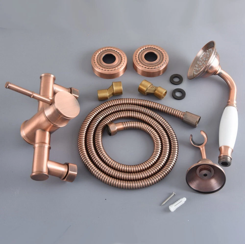 Antique Red Copper Wall Mounted Bathroom Hand Shower Spray Faucet Set ftf259 - Image 2 of 4