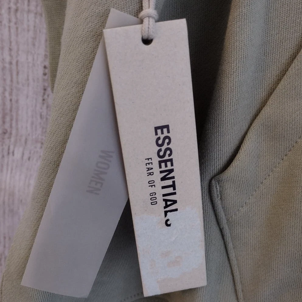 Felpa con cappuccio Fear of God NUOVA oversize verde Essentials 77 manica 3 4 French Terry XL