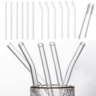 18PCs Pyrex Glass Drinking Straws Bent Straight + Brush Reusable EcoFriendly
