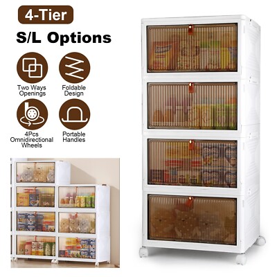 4-Tier Foldable Storage Bin Space Saving Organizer Stackable Storage Containers