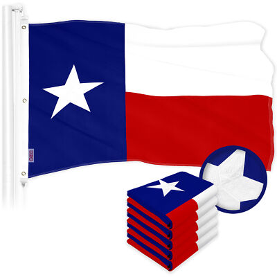 G128 5 Pack: Texas TX State Flag 5x8 Ft Embroidered 300D Polyester