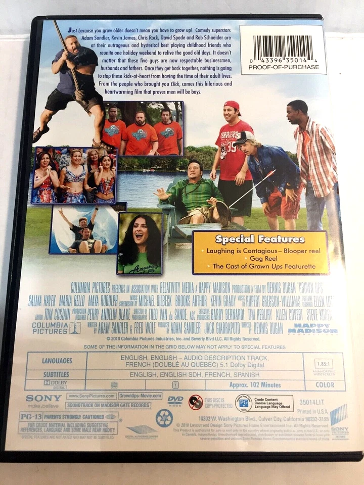 Grown Ups DVD Adam Sandler Ships Same Day with Tracking Very good! - Image 2 of 2