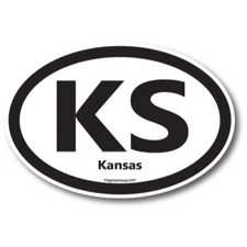 KS Kansas US State Oval Magnet Decal, 4x6 Inches, Automotive Magnet for Car