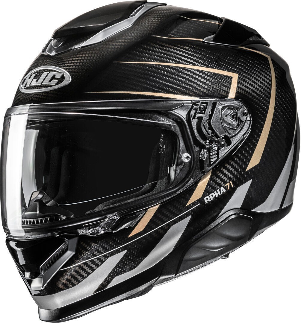 CASCO MOTO INTEGRALE CARBONIO HJC RPHA 71 CARBON CANO MC9 BLACK SILVER GOLD TG L