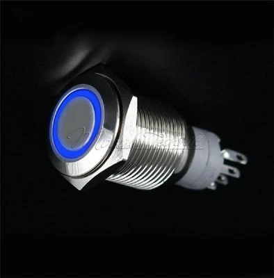 MARKENLOS 12V 16mm DIY auto Push Power Button LED Angel Eye Push-buttons Metal NEW