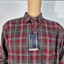 Roundtree  Yorke Men's Size XLT Flannel Shirt Plaid Gray Burgundy NWT 55