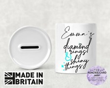 Personalised Dimond Rings And Shinny Things Wedding Engagement Money Box 