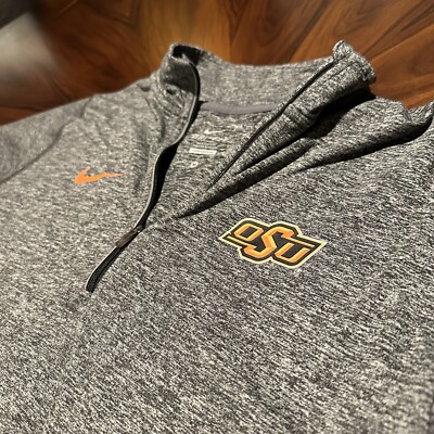 OSU Cowboys Nike Pullover Women's Medium Gray Orange 1/4 Zip Long Sleeve Dri Fit
