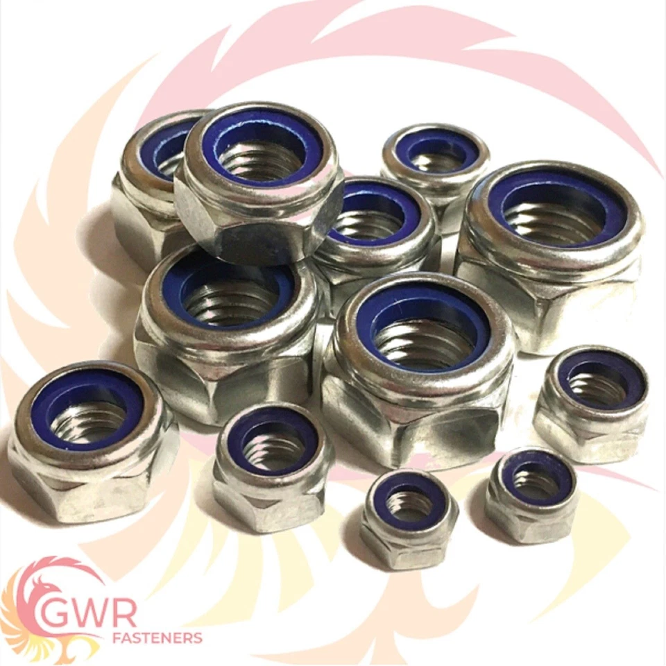 GWR FASTENERS 10 1/4 5/16 3/8 7/16 1/2 5/8 UNF NYLON INSERT NYLOC LOCKING NUTS A2 STAINLESS