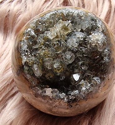 Agate Druzy Sphere 5cm clear quartz cluster unique balance, self worth