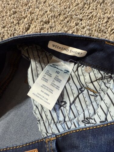 Seven 7 Women's Shorts Size 10 Blue Denim Weekend Cotton Blend Cuffed 1518 - Picture 5 of 10