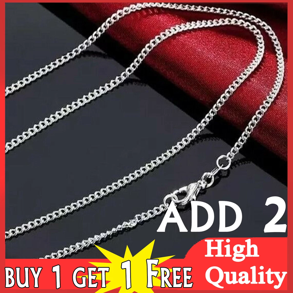 Silver necklace chain 16 inch discount