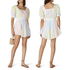 NWT LoveShackFancy Tomasina Mini Dress Tie Dye Multi Embroidered Size Medium