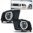Fit For 05-09 Ford Mustang Smoke/Black LED DRL Halo Headlights Assembly Pair