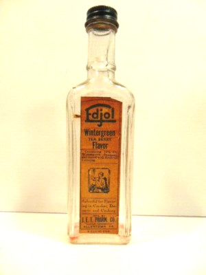 old empty Edjol Wintergreen Flavor bottle; J.E.T. Pharm. Co Allentown, PA