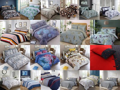 Luxus 500 TC 100% Baumwollsatin 3-teiliges Bettwäscheset Bettdecke Kissenbezüge