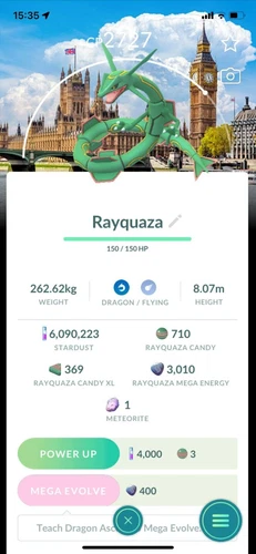 ⚡️ LEGENDARY RAYQUAZA w/LONDON LOCATION CARD⚡️- PKMN GO! - NON REGISTERED TRADE!