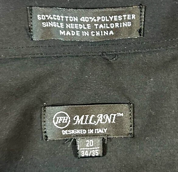 JFH Milani Man Size 20 x 34-35 Button Up Casual Long Sleeve Shirt - Image 3 of 4