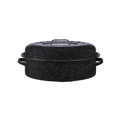 Granite Ware 18'' Covered Oval Roaster 15Lb Capacity, Non-Stick - Black