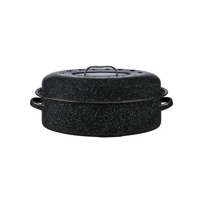 Granite Ware 18-Inch Covered Oval Roaster - Black, Dishwasher Safe
