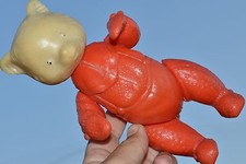 RRR 1950s   VINTAGE SOVIET RUSSIAN TOY DOLL - Red Teddy Bear PLASTIC childrens