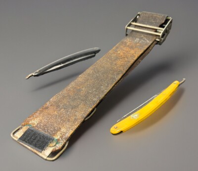 Lot 2-Vintage Straight Razors Wade Butcher Puma-gold(Germany) With Strop 