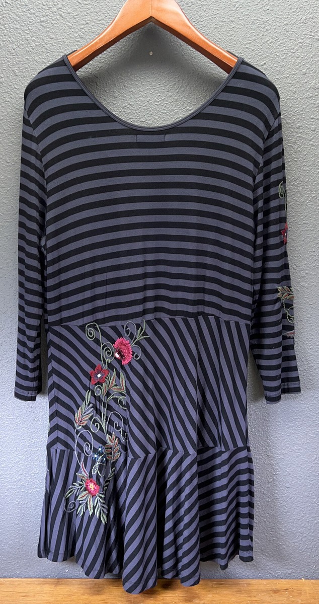 CAITE Embroidered ALine Dress Stiped Women XL NWT Retail $109 | eBay