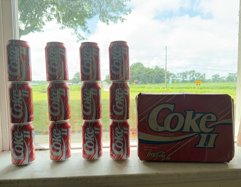 Ultra Rare! Coca-Cola Coke II Soda Can Lot w/ 12-Can Carton Box Carrier!