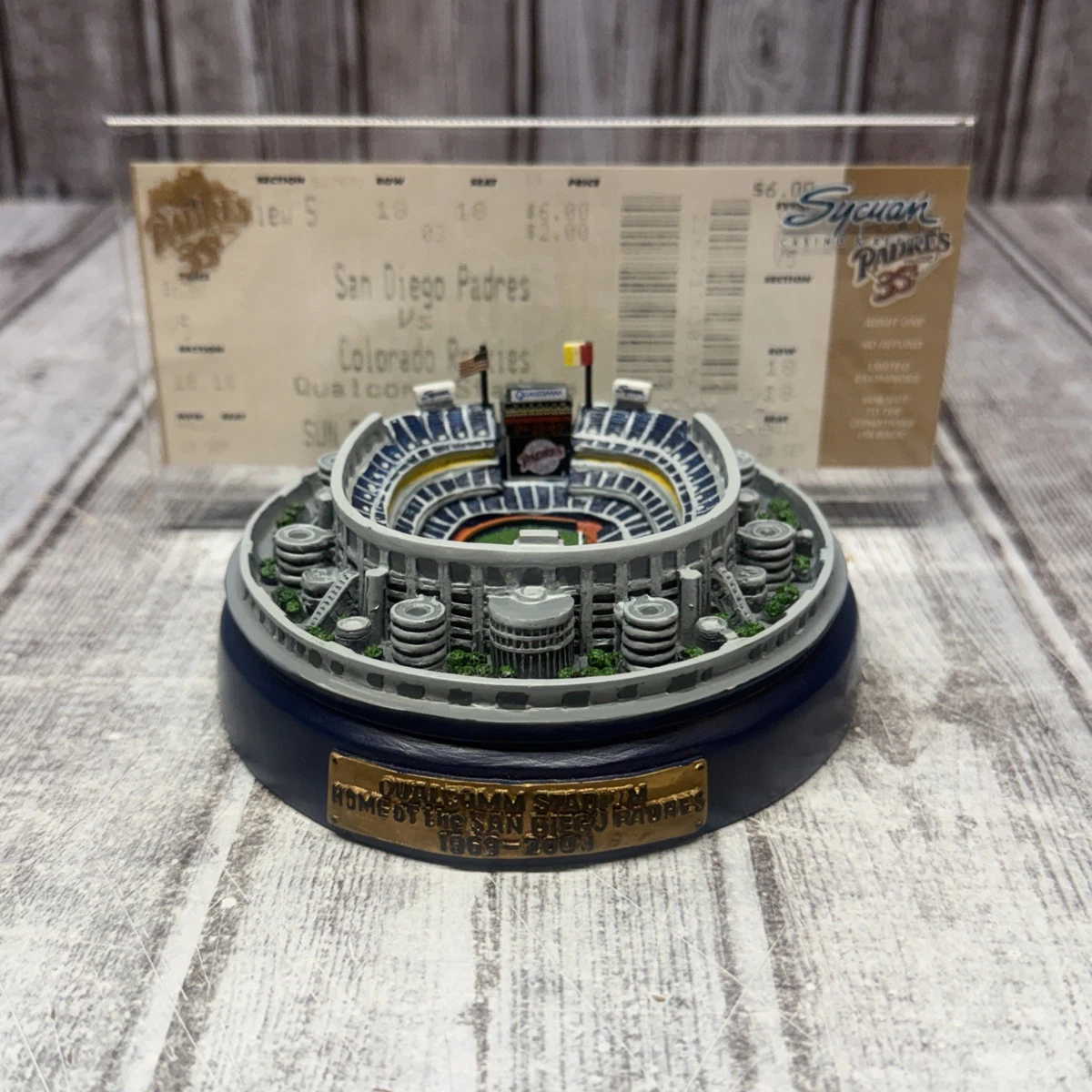 San Diego Padres Mini Replica Qualcomm Stadium W/ Ticket Rockies