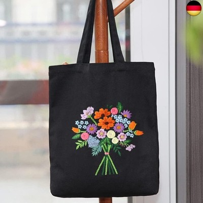 Namvo Stickset Canvas Tragetaschen mit Blumenmustern, Bambus Stickrahmen,
