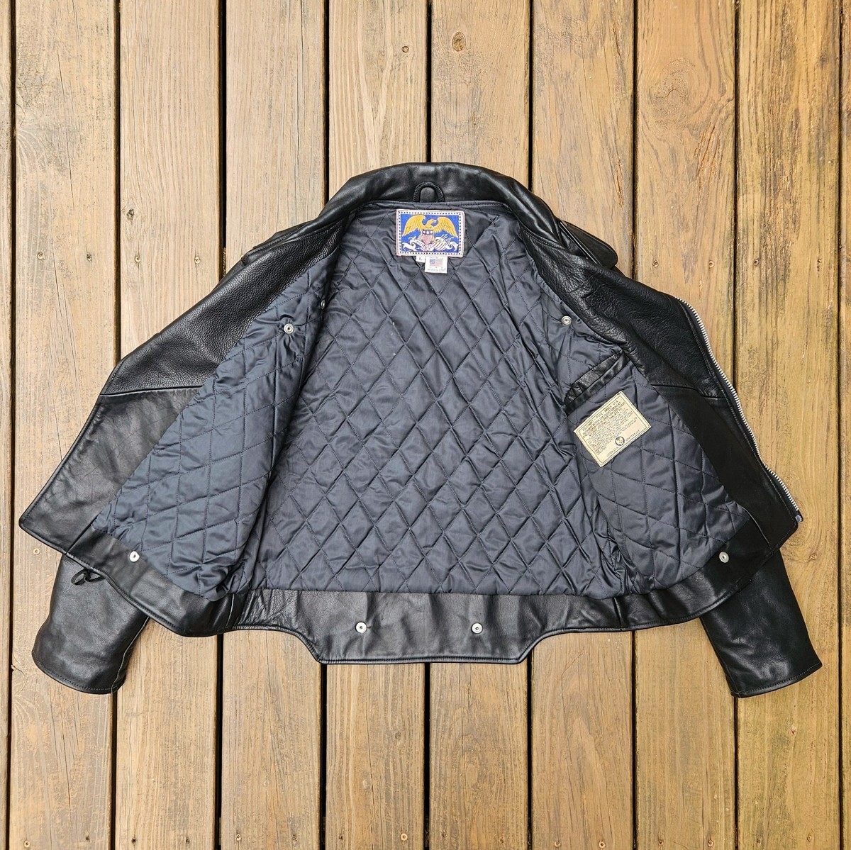Vintage AVIREX Double Rider Motorcycle Jacket Black Size Large