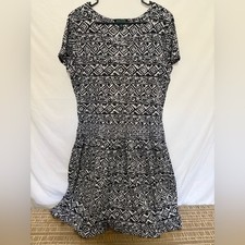 Lauren Ralph Lauren Black and White Print Fit and Flare Dress Size XL