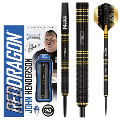 RED DRAGON JOHN HENDERSON 90% TUNGSTEN DARTS SET VERGOLDET 24g