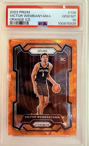 2023-24 Panini Prizm - Victor Wembanyama #136 Orange Ice Prizm (RC) PSA 10