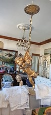 Gilded bronze sculpture antique Cherub angel putti two way lustre