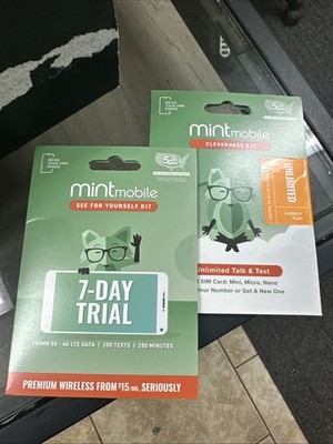 Mint Mobile Sim Cards 3 Month Unlimited Talk Text Data And 7 Day Starter Kit New