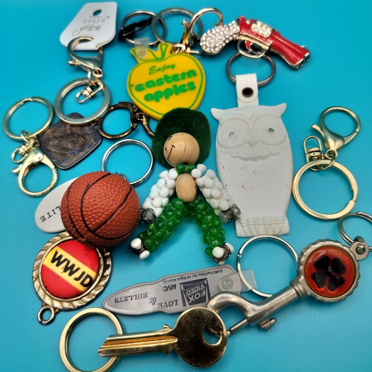 Lot of 13 Vintage Keychains Mixed Styles Novelty Souvenir