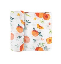 Little Unicorn Peaches Cotton Muslin Baby Swaddle Breathable Floral Grga Peach