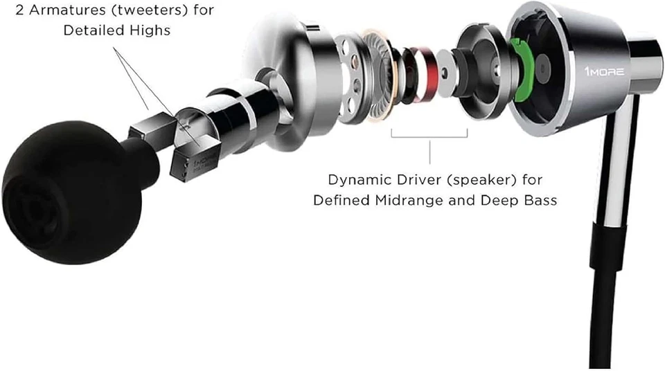 1MÁS Auriculares Intrauditivos Triple Controlador Auriculares de Alta Resolución con Alta Resolución,... Foto 4 de 4