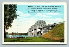 Postcard Blair NE Abraham Lincoln Memorial Bridge Missouri River Hwy 30
