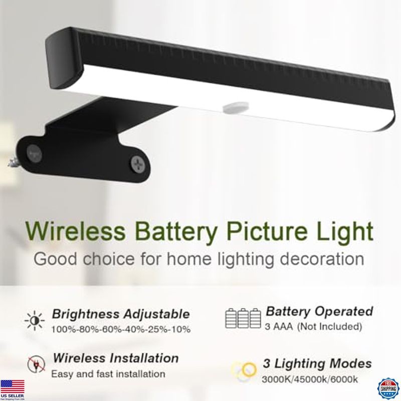 4Pack Battery Operated Wireless Picture Lights with Remote, Dimmable LED Sconces