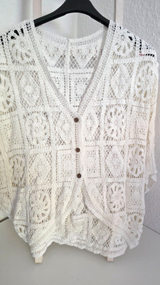 Häkeljacke Sommertraum crochet Boho Stil Weiß  Made in Italy Free Size 40 42 44