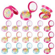 18 Pcs Folding Travel Mirror Hair Brushes Round Folding Pocket Hair Brush Min...