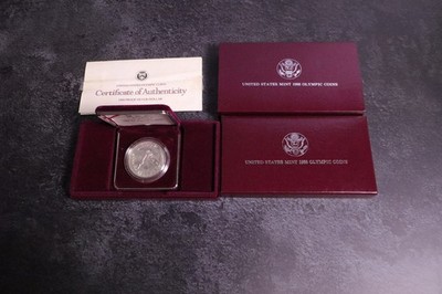 1988-S US Mint Olympic Proof Commemorative Silver Dollar in OGP with COA