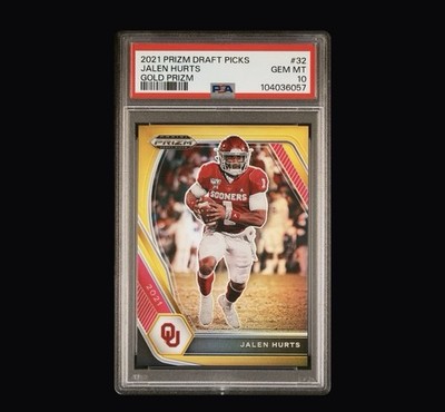 PSA 10 JALEN HURTS GOLD /10 2021 Panini Prizm Draft Picks (POP 1) 