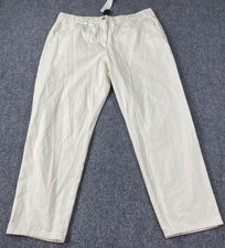 NEW Eileen Fisher Organic Cotton Tapered Ankle Pants Cream Size XL Pockets 188