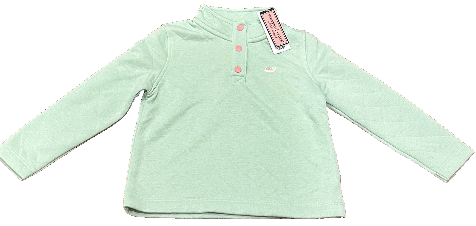 Classic Vineyard Vines Toddler Girl 4T Mist Green Quilted Snap Quarter Pullover