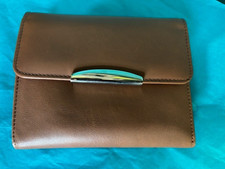 ROLF'S TAN LEATHER TRIFOLD CLUTCH WALLET W/SNAP CLOSURE 11 CARD SLOTS ID WINDOWS