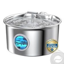 Cat Water Fountain Stainless Steel 2.6L Cat Fountain for Drinking Pet Water